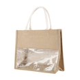 thumbnail image 2 of Custom Logo Large Capacity Top Hadle Travel Shopping Tote Bag Casual Linen Bag, 2 of 6