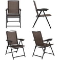 thumbnail image 4 of Costway Ensemble Bistro de Patio 5 Pcs 4 Chaises Pliantes Réglables Table en Verre avec Trou, 4 of 6
