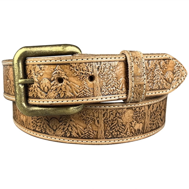 Zelikovitz Embossed Full Grain Leather Belt - Wildlife 1.5"