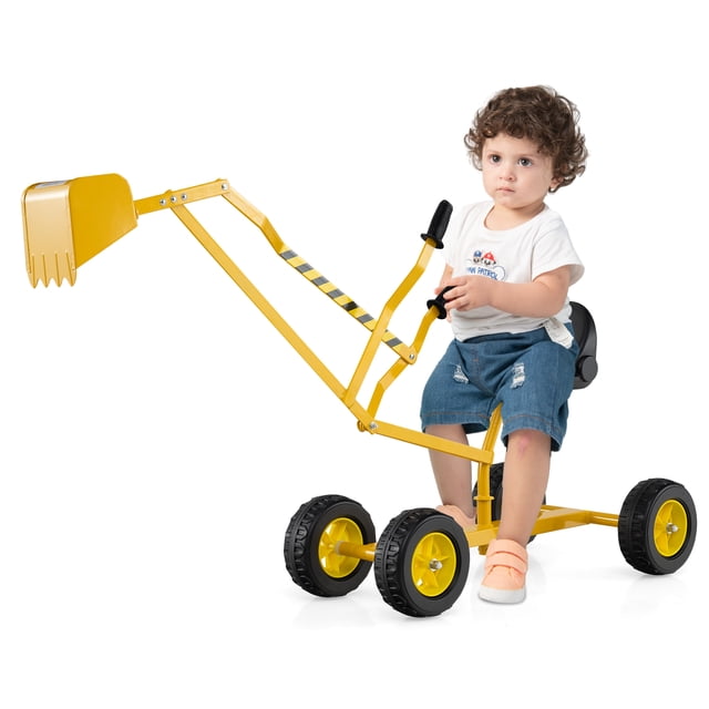 Gymax Pelle à Sable pour Enfants avec Commandes à Deux Mains Pelle Flexible Fonction Rotative à 360° Jaune