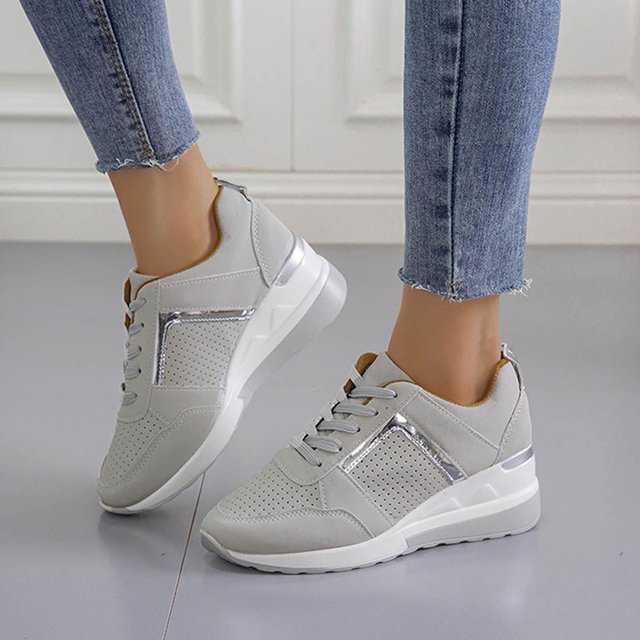 Babysbule Chaussures pour Femmes en Liquidation, Chaussures Plates-Formes Décontractées à Lacets à Talon Compensé à Paillettes Chaussures Simples Espadrilles Femmes
