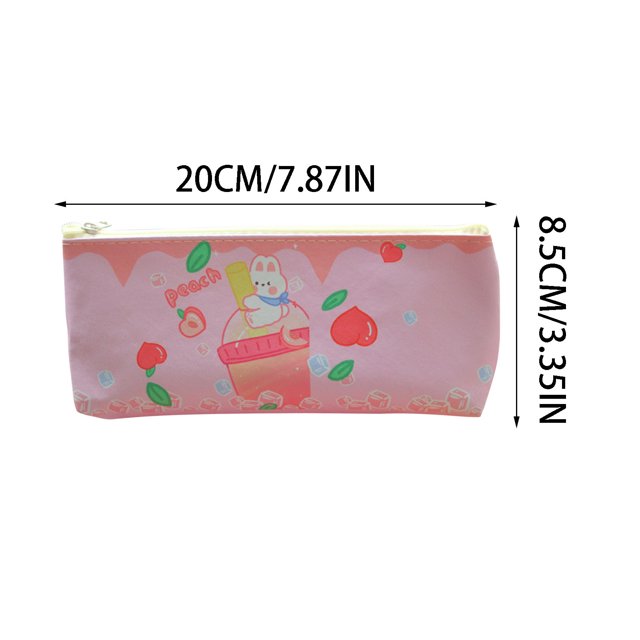Agiferg Trousse à Crayons Multifonctionnelle à Fermeture Éclair Portable en Toile Grande Capacité Trousse à Crayons Dessin Animé Bear Rabbit