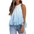 thumbnail image 1 of Weiqiqre Womens Tops Adjustable Tie Neckline Ruffle Hem Sleeveless Flowy Halter Tops, 1 of 6
