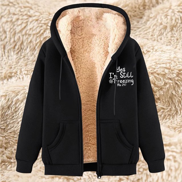 LOVZFMLL Jackets for Women's Fashionable Printed Fleece Hooded Sweatshirt Jacket