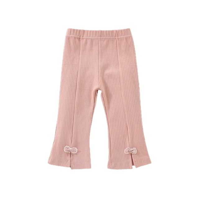 FAIWAD Kids Girls Cotton Flare Pants Elastic High Waist Ribbed Knitted Slit Bell Bottom Pants