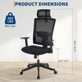 thumbnail image 3 of Twister.CK High Back Ergonomic Office Chair, Adjustable Lumbar Support & Headrest, Swivel Task Chair, Height-Adjustable Rocking Mesh Computer Desk Chair, for Home Office, Black, 3 of 9