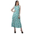 thumbnail image 2 of Moomaya Robe de Vacances pour Femmes en Rayonne, Col Licou, Sans Manches, Fente avant, Robe Imprimée, 2 of 4