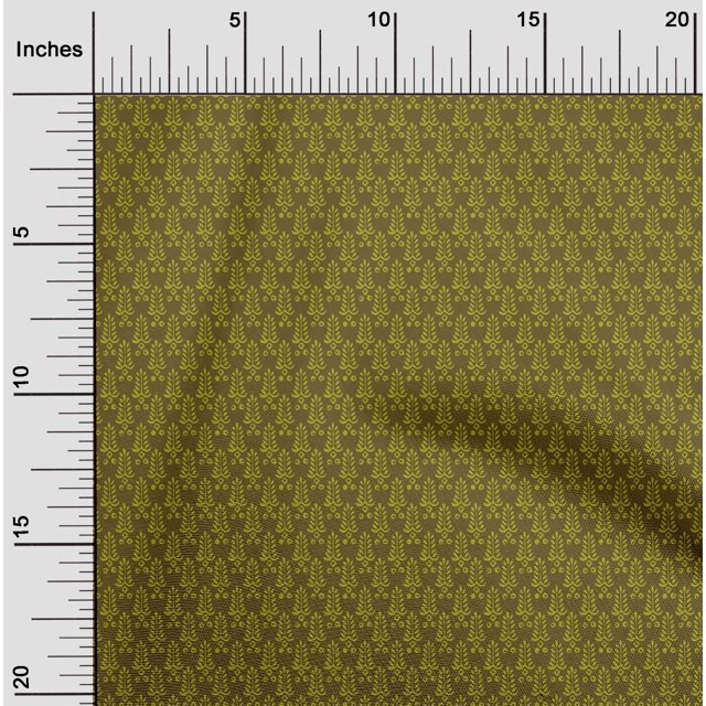 oneOone Cotton Silk Fabric Leaves Block Print Fabric BTY 42 Inch Wide