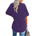 thumbnail image 4 of WEIYLL Tshirt for Women Ladies Basic Solid Color V Neck Short Sleeve Dark Purple Tops Sizes S, 4 of 5