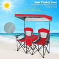 thumbnail image 4 of Goplus Chaises de Camping Portatives Pliantes avec Auvent, Porte-Gobelet, Glacière, Extérieur, Rouge, Breveté, 4 of 10