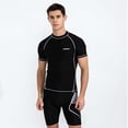 thumbnail image 4 of Tauxra Men’S Plus Size Swim Trunks 2 Piece Outfit, Sun Protection Short Sleeve Rash Guard and Swim Shorts for Men, Beach Surfing Snorkeling Sets, Loose Fit Pool Vacation Wear, 4 of 9