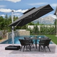 thumbnail image 2 of PURPLE LEAF Parasol de Patio Carré de Luxe 9 Pi avec Base, Grand Parasol Déporté à Mât Décentré avec Rotation à 360°, Gris, 2 of 14