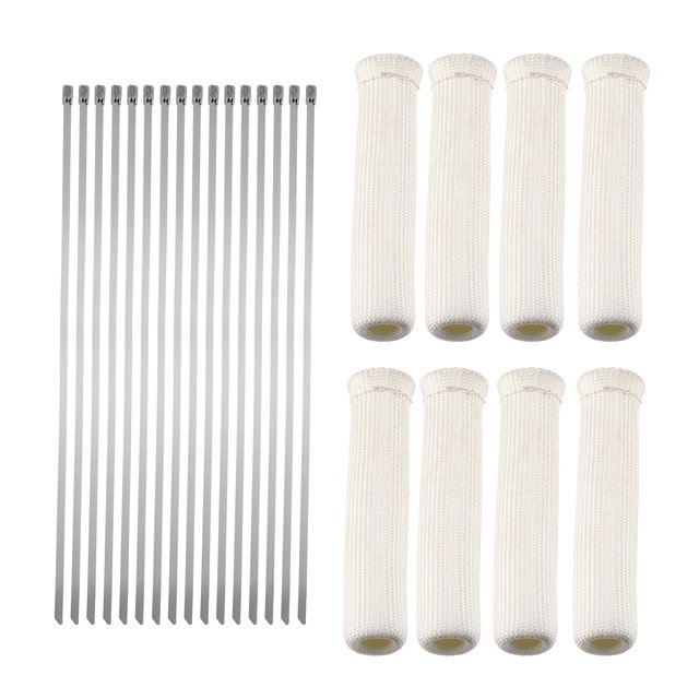 Unique Bargains 8 Pcs Engine Spark Plug Wire Boots Protector Sleeve with 16 Pcs Wire Cable Ties Set for Car White
