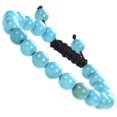 thumbnail image 1 of Natural Healing Power Gemstone Crystal Beads Unisex Adjustable Macrame Bracelets 8mm,Blue Turquoise, 1 of 4