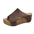 thumbnail image 2 of Gspmoly Sandales à Enfiler pour Femmes, Pantoufles Décontractées Mode pour Femmes à Bout Rond, Chaussures de Plage Confortables Décontractées, Pantoufles pour Femmes Brun 36, 2 of 9