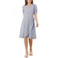 thumbnail image 1 of INSPIRE CHIC Robe Portefeuille Midi à Fleurs pour Femme à Col en V, Manches Bouffantes, Ourlet à Volants, 1 of 6