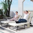 thumbnail image 2 of Outsunny 2 Pcs Chaises Longues Pliantes, Chaises Inclinables pour Bronzage, Beige, 2 of 10