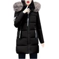 thumbnail image 1 of Veste d'Hiver pour Femmes Veste d'Hiver Épaisse pour Femmes Col Fermeture Éclair Poche Manteau Chaud Coton Chandail à Capuchon Vêtement d'Extérieur, 1 of 6