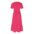 thumbnail image 5 of Robes pour Femmes 2024 Été Surdimensionnée Décontractée à Manches Courtes Col Rond Robe Décontractée Fluide à Étages Maxi de Plage avec Poches Rabais de 50 % Liquidation!, 5 of 5