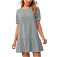 thumbnail image 2 of Gspmoly Robes d'Été, Robe d'Été Ample pour Femme en Coton et Lin à Col Rond à Manches Courtes, Robes de Mariage pour Femmes en Liquidation, 2 of 6