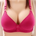 thumbnail image 2 of IROINID Reduced Push Up Bra for Women Solid Color Comfortable Hollow Out Push Up Bra Underwear No Rims,Red, 2 of 3