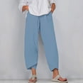 thumbnail image 2 of Timegard Plus Size Pants for Women Elastic Waist Solid Color Comfy Fall Casual Crop Pants with Pockets, 2 of 5