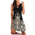 thumbnail image 1 of Pompotops Robe Vintage pour Femme à Col Rond Sans Manches à Imprimé Floral avec Boutons Ronds, 1 of 6