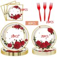 thumbnail image 1 of Assiette en Papier Assiettes en Papier de la Saint-Valentin Serviettes et Gobelets Ensemble de 4 Pcs Vaisselle de Fête Jetable pour Célébrations(Rouge) Rkxzt, 1 of 8