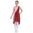 thumbnail image 1 of RUNQHUI Filles Enfants Sans Manches Ballet Lyrique Danse Contemporain Moderne Costumes Robe Asymétrique en Maille Bourgogne 10, 1 of 7