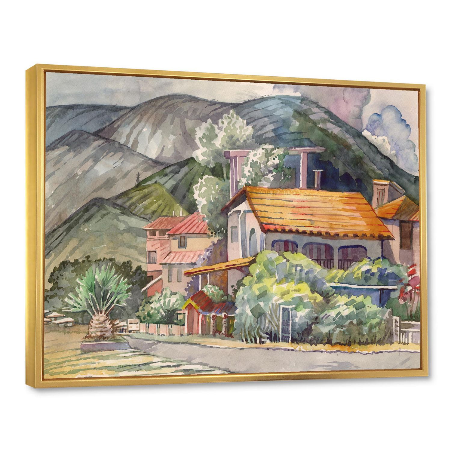 Designart Paysage grec au large de la côte de la mer Égée ART MURAL À CADRE FLOTTÉ