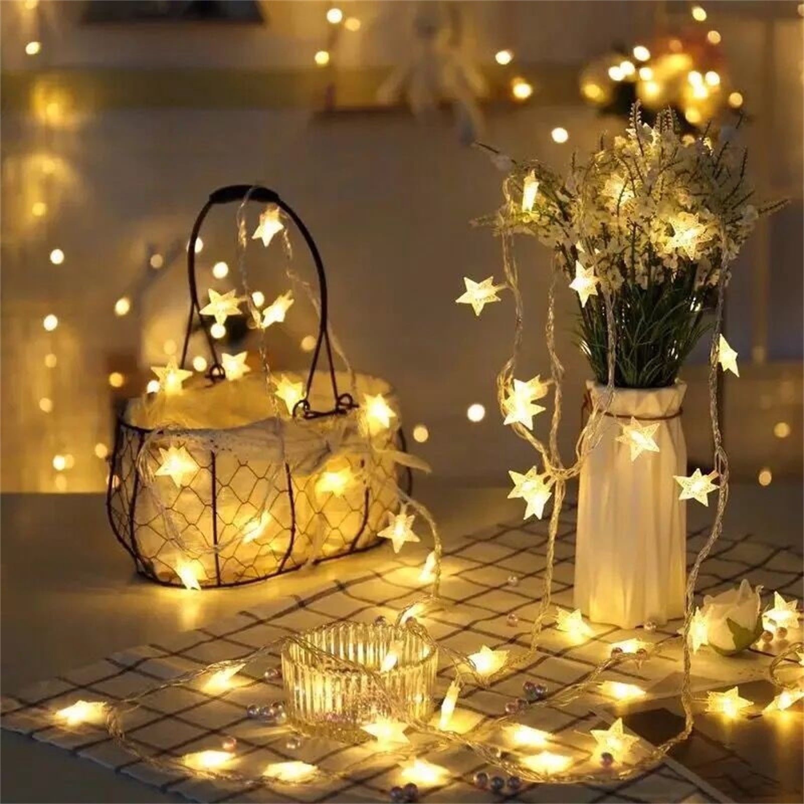 RKSTN Outdoor Lights 6M 40LED Five Pointed Star Light String Wedding Christmas Party Decoration Outdoor Garden Lights for Pathway Garden Yard Path Walkway Driveway Lawn Decor