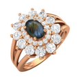 thumbnail image 1 of Bague de Mariage pour Femme Solitaire en Argent 925 Plaqué Or Rose Labradorite Ovale 4,03 Ctw, 1 of 4