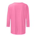 thumbnail image 5 of CHUANK T-Shirt Ajusté à Col Rond Mignon pour Femmes, Décontracté, Mi-Long, Manches 3/4, Blouse Extensible, Basique, Uni, Hauts, 5 of 5