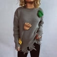 thumbnail image 1 of TIMIFIS Chandails à Enfiler pour Femmes Automne Décontractés Amples à Manches Longues Col Rond Hauts en Tricot avec Mignonne Décoration de Chapeau, 1 of 8