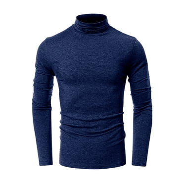 GigrtiJin Men Long Sleeves Pullover Tops Slim Lightweight Turtleneck T-Shirt Solid Color Comfy Casual Shirts
