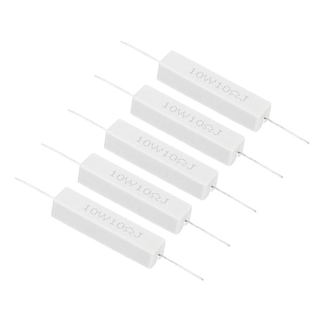 Unique Bargains 5Pcs 10 Ohm Resistors, 10W Ceramic Cement Resistor Power Cement Resistor Kit Tolerance 5% for Power Adapters Audio