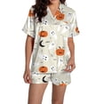 thumbnail image 2 of Pyjama pour Femmes en Satin Imprimé Graphique, Mignon, Tenue de Nuit, Boutons, Hauts à Manches Courtes, Ensembles de Shorts, 2 of 5