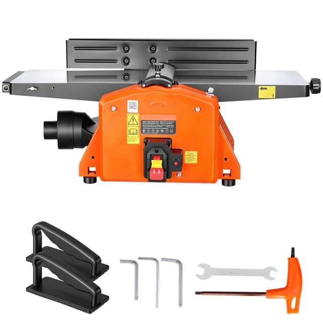 KFFKFF Spiral Benchtop Jointer, 8 Inch, 2 HP 8500 RPM Bench Top Wood Jointer, with 18-Blade Spiral Cutterhead, Extendable Cast Aluminum Table, Up to 1/8 in Depth