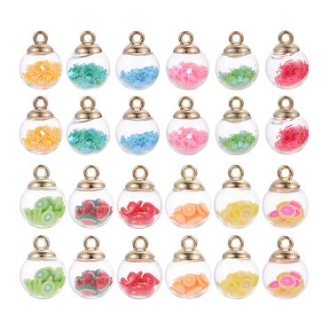 FRCOLOR Glass Ball Charms 30Pcs Glass Ball Charms Simple Earrings Charms DIY Hanging Pendants Charms,0.79"X0.59"X0.59"