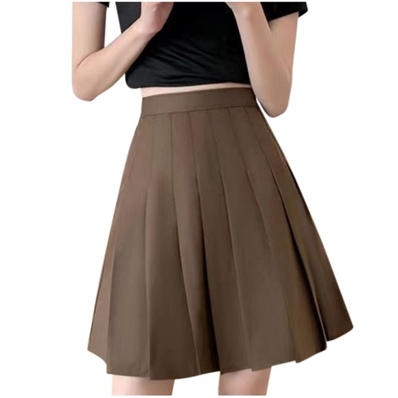 Satin Mini Skirt Bed Skirt for Adjustable Bed Womens Men's Winter Women's Fashion High Waisted Mid Length Solid Color Pleated Half Brown XXXL