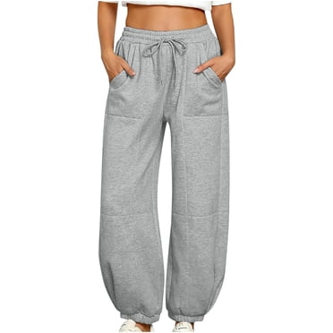 AherBiu Joggers for Women Fleece High Waisted Drawstring Trousers with Pockets Fall Winter Casual Loose Sweatpants