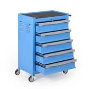5-Drawer Tool Chest, Rolling Tool Cart with Wheels, Large Capacity Tool Storage Cabinet with Keyed Locking, Tool Organizer Box for Garage, Workshop, Warehouse -Black / Red / Blue