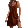 thumbnail image 1 of Timegard Robes pour Femmes Col en V Été Décontracté Robes T-Shirt Sortie de Plage Robe Débardeur avec Poches, 1 of 5