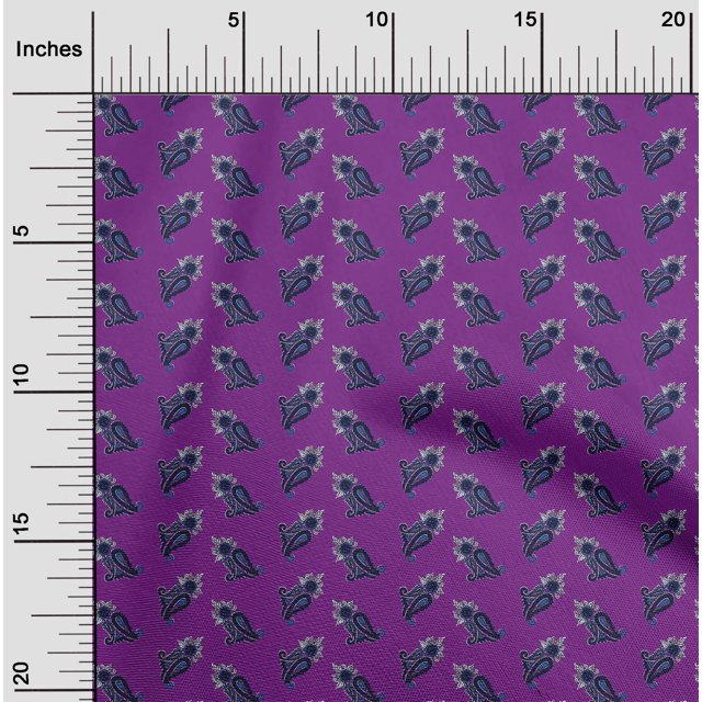 oneOone Tissu Viscose Georgette Imprimé Floral & Paisley au Mètre 42 Pouces de Large
