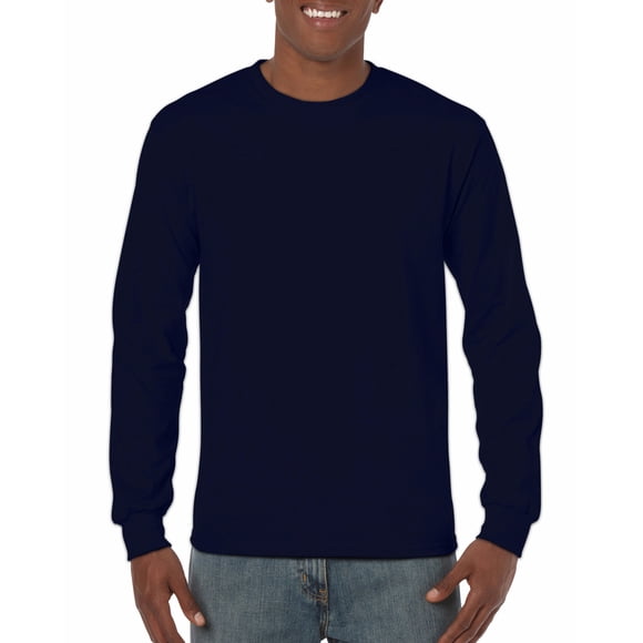 Gildan Mens Heavy Cotton Long Sleeve T-Shirt, L, Navy