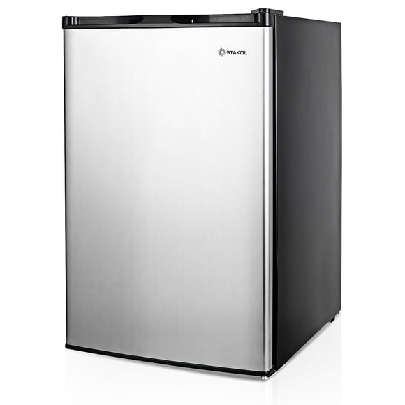 Costway 3 cu.ft. Compact Upright Freezer w/Single Stainless Steel Door Removable Shelves