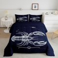 thumbnail image 2 of Erosebridal Ensemble de Literie Imprimé Homard Très Grand, Insert de Couette Animal Océan, Bleu Marine, Réversible 3 Pcs, 2 of 7