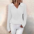thumbnail image 1 of Qertyioot Chandails à Col en V pour Femmes Mode Automne Hiver Pull à Manches Longues Décontracté, 1 of 7