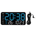 thumbnail image 4 of Grandes Horloges Murales Numériques Semaine Date Affichage de la Température Commande Vocale Tables LED Réveil 12/24 H Luminosité Réglable Horloge, 4 of 9