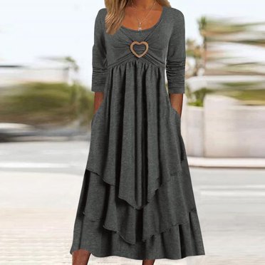 Babysbule Clearance Dresses For Women Fashion Ladies Three Quarter Sleeve Backless Lace Patchwork Evening Long Dress